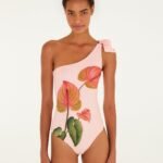Light Pink Anthurium One Piece Swimsuit