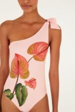 Light Pink Anthurium One Piece Swimsuit - Image 2