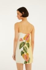 Golden Yellow Anthurium Square Neck Mini Dress - Image 3
