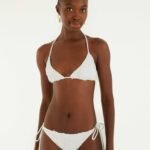 White Beaded Side Ties Bikini Bottom