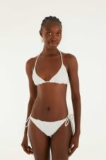 White Beaded Side Ties Bikini Bottom