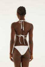 White Beaded Side Ties Bikini Bottom - Image 3