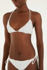 White Beaded Side Ties Bikini Bottom - Image 2
