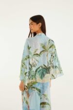Blue Embroidered Open Front Kimono - Image 3