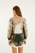 Green Berry Garden Beaded Buckle Twill Shorts - Image 3
