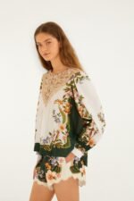 Green Berry Garden Beaded Buckle Twill Shorts - Image 4
