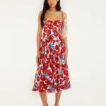 Cherry Blossom Sleeveless Midi Dress