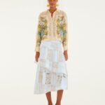 Off-White Scarf Eyelet Layered Maxi Skirt