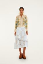 Off-White Scarf Eyelet Layered Maxi Skirt