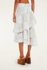 Off-White Scarf Eyelet Layered Maxi Skirt - Image 3