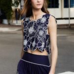 Blue Flowers Richelieu  Crop Top