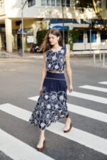 Blue Flowers Richelieu  Maxi Skirt