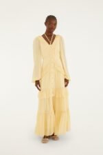 Butter Yellow Ruffled Buttoned Maxi Dress