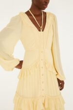 Butter Yellow Ruffled Buttoned Maxi Dress - Image 2