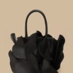 Black Leather Flower Bag