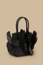 Black Leather Flower Bag - Image 3
