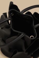 Black Leather Flower Bag - Image 5