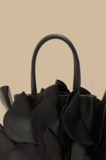 Black Leather Flower Bag - Image 7