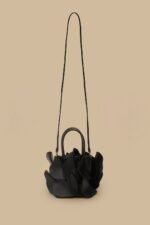 Black Leather Flower Bag - Image 8