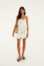 Off-White Cool Day Embroidered Beaded Mini Dress