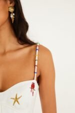 Off-White Cool Day Embroidered Beaded Mini Dress - Image 4