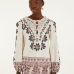 Off-White Ainika Rustic Flowers Crochet Detail Blouse