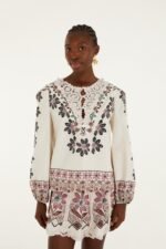 Off-White Ainika Rustic Flowers Crochet Detail Blouse