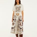 Off-White Equestrian Scarf Belted Midi Skirt