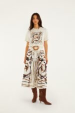 Off-White Equestrian Scarf Belted Midi Skirt
