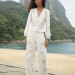 White Richelieu Twill Pants