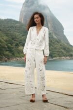 White Richelieu Twill Pants