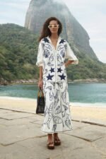 Off-White Fresh Fish Embroidered Midi Skirt