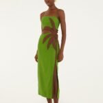 Green 3D Palm Tree Cut-Out Midi Dress
