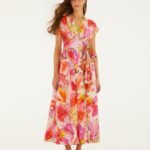 Multicolor Artsy Flora Belted Maxi Dress