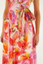 Multicolor Artsy Flora Belted Maxi Dress - Image 4