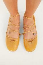 Yellow Sea Lace Up Jelly Ballerina - Image 3
