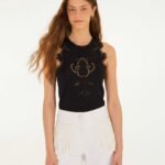 Black Lace Organic Cotton Sleeveless Blouse