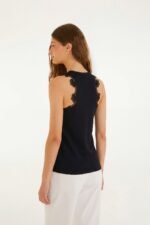 Black Lace Organic Cotton Sleeveless Blouse - Image 3