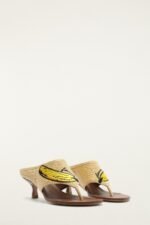 Raffia Embroidered Icons Kitten Heeled Sandal - Image 2
