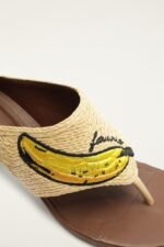 Raffia Embroidered Icons Kitten Heeled Sandal - Image 4