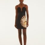 Black Ammonite Shell Bodice Cut-Out Mini Dress