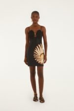 Black Ammonite Shell Bodice Cut-Out Mini Dress