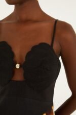 Black Ammonite Shell Bodice Cut-Out Mini Dress - Image 2
