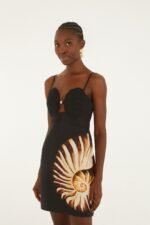 Black Ammonite Shell Bodice Cut-Out Mini Dress - Image 4