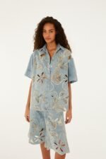 Denim Sea Desire Embroidered Bermuda Shorts - Image 3