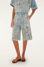 Denim Sea Desire Embroidered Bermuda Shorts - Image 6