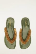 Green Beaded Splash Jelly Sandal - Image 3