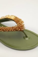 Green Beaded Splash Jelly Sandal - Image 5