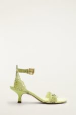 Green Lace Jelly Kitten Heeled Sandal