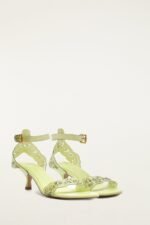 Green Lace Jelly Kitten Heeled Sandal - Image 2